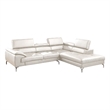 Doel 2pc Sectional Sofa Set w Right Facing Chaise- White Faux Leather