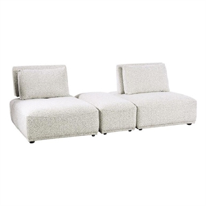 Stavan Modular 2 Seat Sofa- Small Ottoman- Light Gray- Adjustable Back