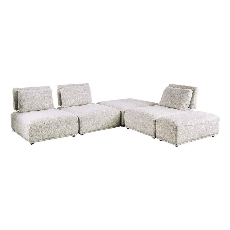 Stavan Modular L Sectional Sofa- Light Gray Boucle- Adjustable Back