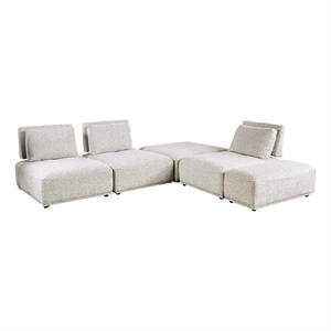 Stavan Modular L Sectional Sofa- Light Gray Boucle- Adjustable Back
