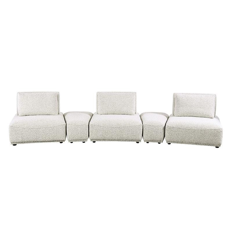 Stavan Modular Curved 3 Seater Sofa- Gray Boucle Adjustable Seat Depth