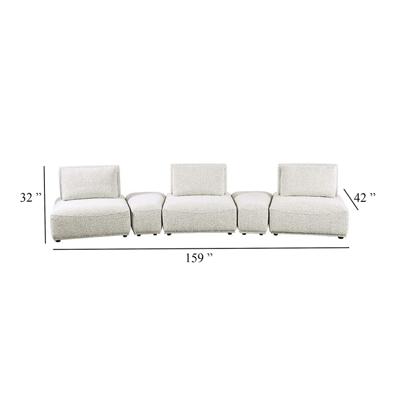Stavan Modular Curved 3 Seater Sofa- Gray Boucle Adjustable Seat Depth