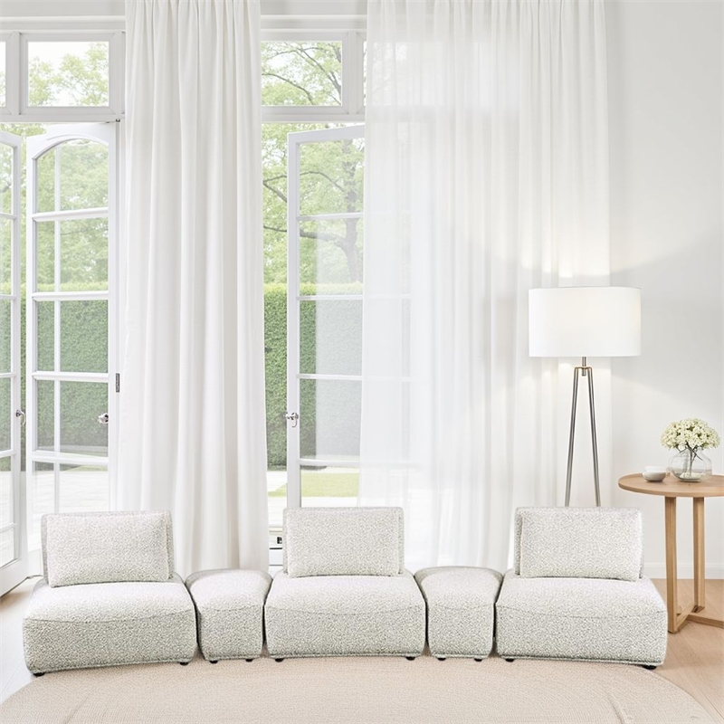 Stavan Modular Curved 3 Seater Sofa- Gray Boucle Adjustable Seat Depth