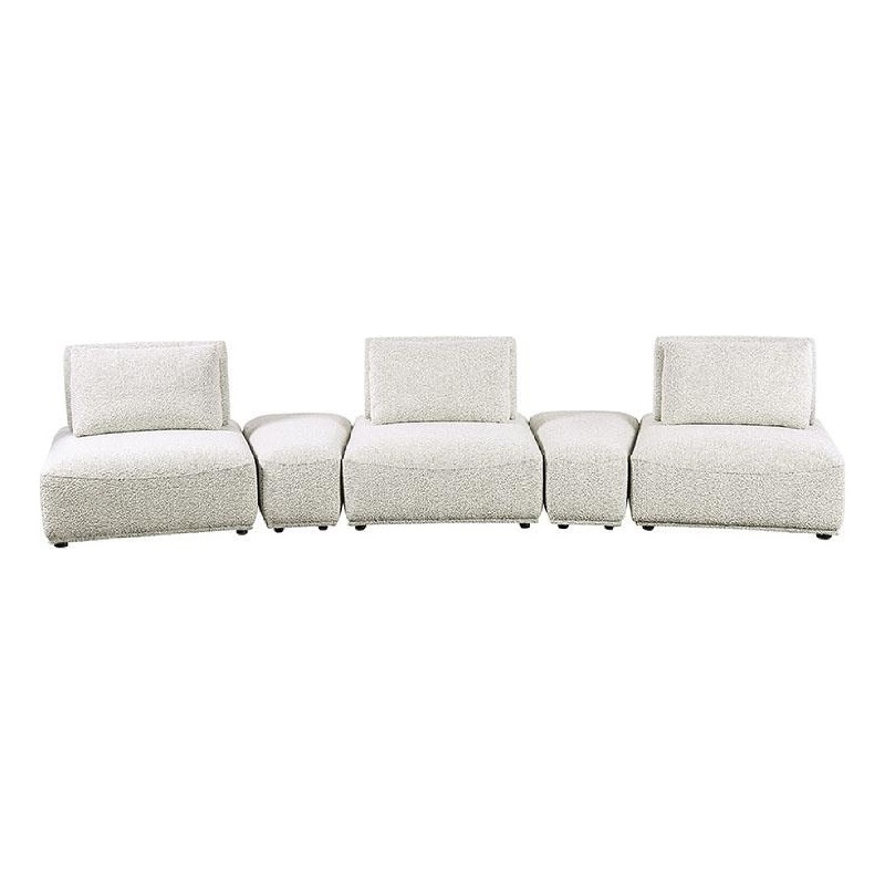 Stavan Modular Curved 3 Seater Sofa- Gray Boucle Adjustable Seat Depth