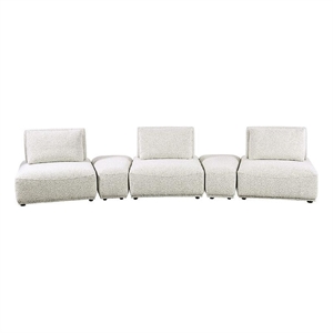 Stavan Modular Curved 3 Seater Sofa- Gray Boucle Adjustable Seat Depth
