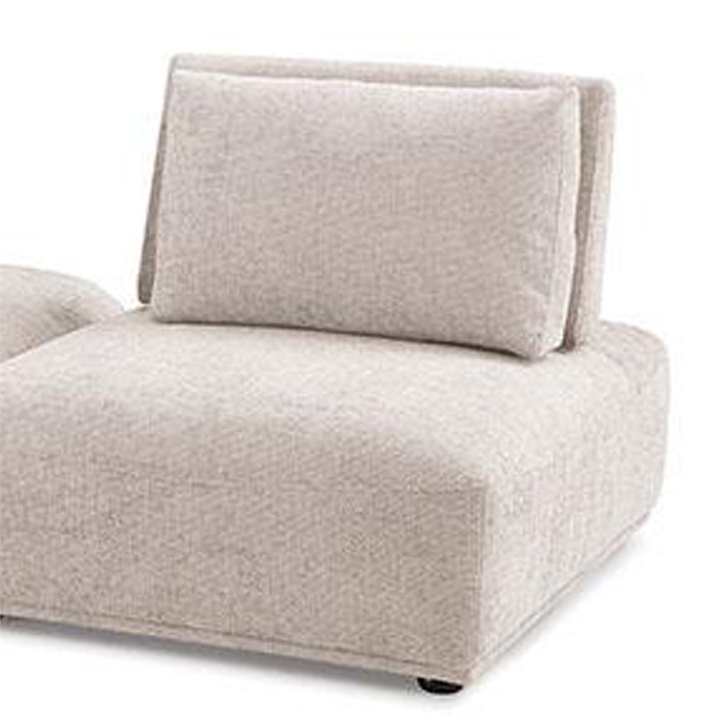 Stavan Modular 2 Seat Sofa- Square Ottoman Light Brown Boucle 114 Inch