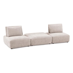 Stavan Modular 2 Seat Sofa- Square Ottoman Light Brown Boucle 114 Inch