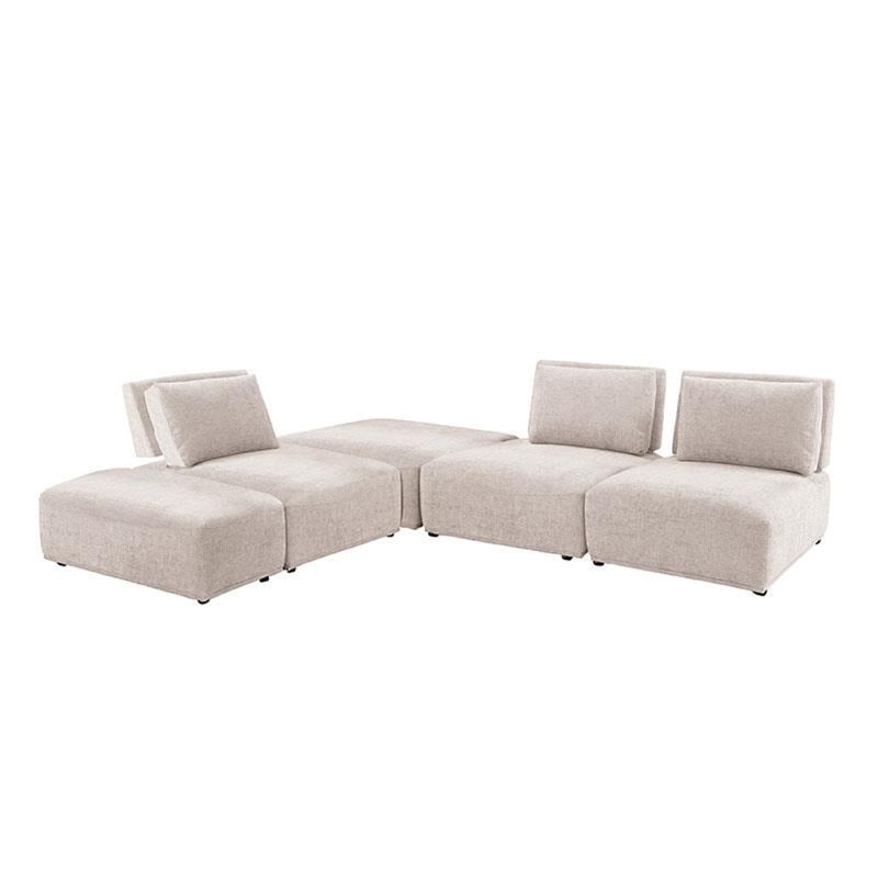 Stavan Modular L Sectional Sofa- Light Brown Boucle- Adjustable Backs