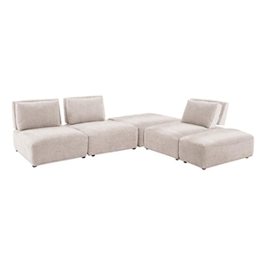 Stavan Modular L Sectional Sofa- Light Brown Boucle- Adjustable Backs