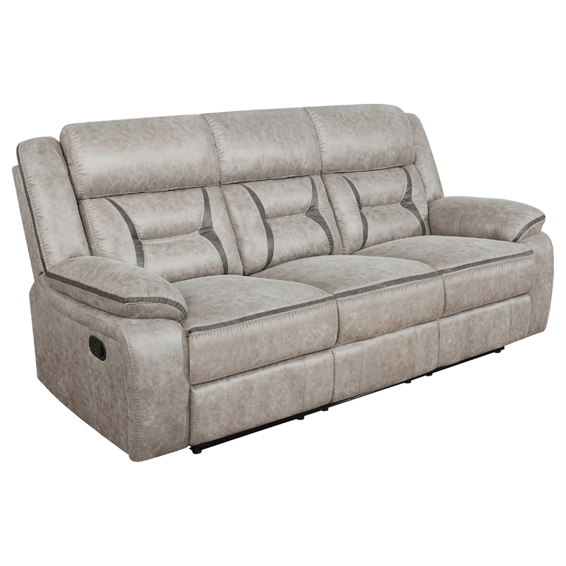 Garie 2pc Manual Reclining Sofa and Loveseat Set- Taupe Faux Leather