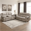 Garie 2pc Manual Reclining Sofa and Loveseat Set- Taupe Faux Leather