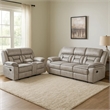 Garie 2pc Manual Reclining Sofa and Loveseat Set- Taupe Faux Leather