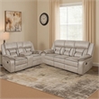 Garie 2pc Manual Reclining Sofa and Loveseat Set- Taupe Faux Leather