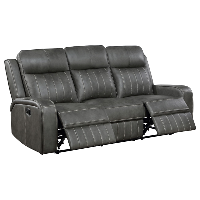 Josen 2pc Manual Reclining Sofa and Loveseat Set- Gray Faux Leather