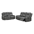 Josen 2pc Manual Reclining Sofa and Loveseat Set- Gray Faux Leather