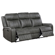 Josen 2pc Manual Reclining Sofa and Loveseat Set- Gray Faux Leather