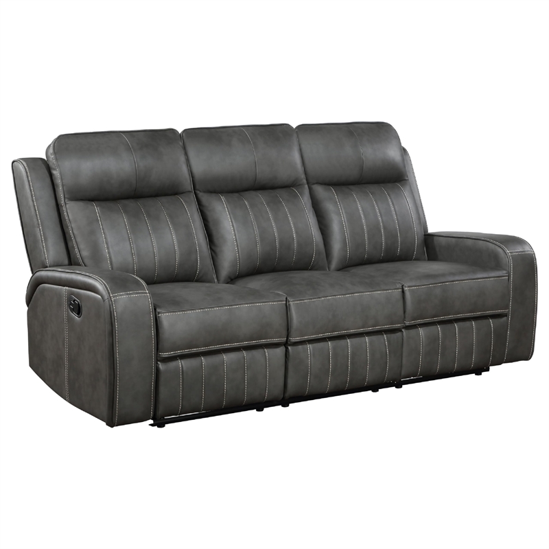 Josen 2pc Manual Reclining Sofa and Loveseat Set- Gray Faux Leather