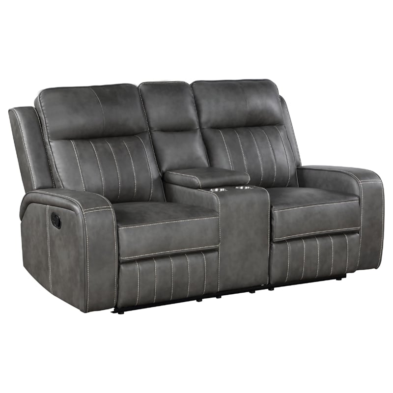 Josen 2pc Manual Reclining Sofa and Loveseat Set- Gray Faux Leather