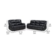 Mila 2pc Manual Reclining Sofa and Loveseat Set- Black Faux Leather
