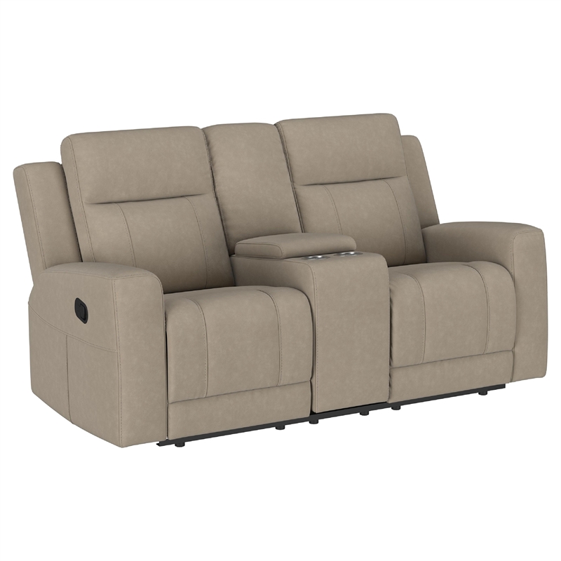 Krio 2pc Manual Reclining Sofa and Loveseat Set- Brown Faux Leather