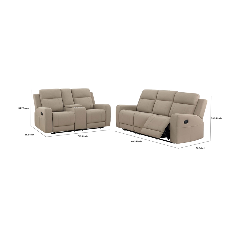 Krio 2pc Manual Reclining Sofa and Loveseat Set- Brown Faux Leather