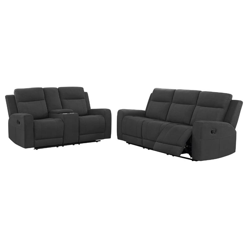 Krio 2pc Manual Reclining Sofa and Loveseat Set- Gray Faux Leather