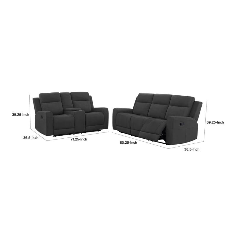 Krio 2pc Manual Reclining Sofa and Loveseat Set- Gray Faux Leather