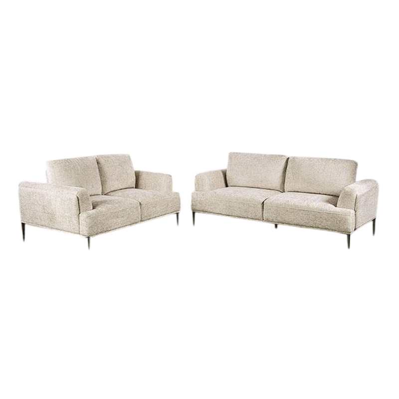 Batty Sofa and Loveseat Set- Light Brown Chenille- Adjustable Back