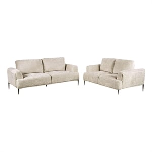 Batty Sofa and Loveseat Set- Light Brown Chenille- Adjustable Back