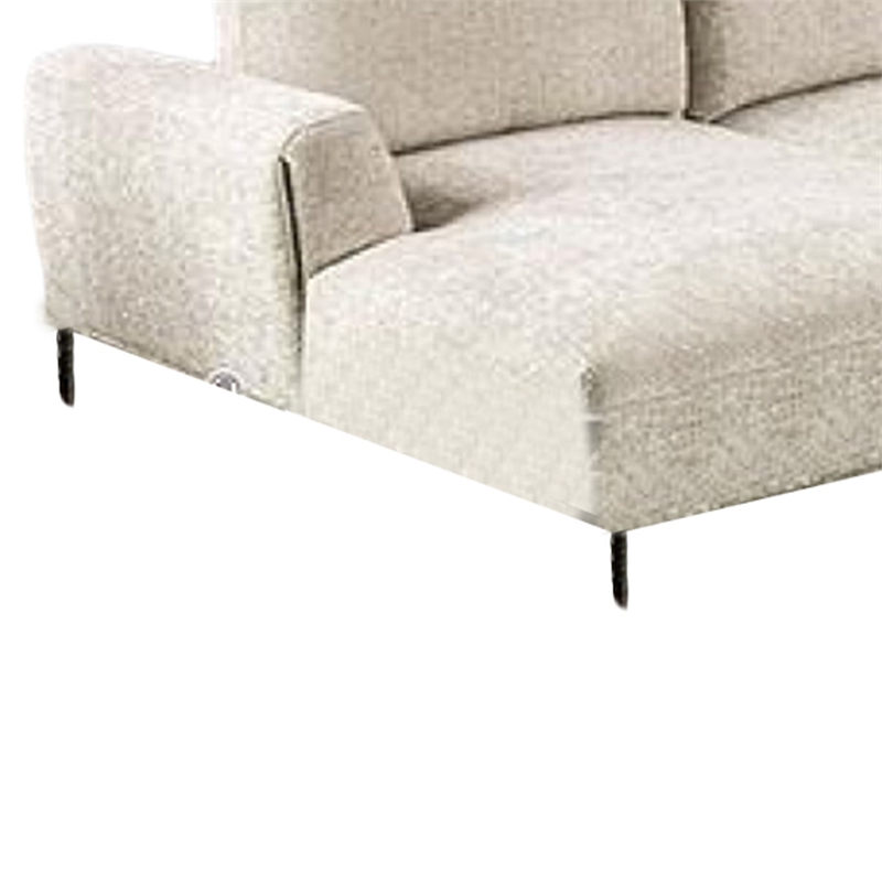 Batty J Sectional Sofa- Light Brown Chenille 147 Inch- Adjustable Back