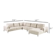 Batty J Sectional Sofa- Light Brown Chenille 147 Inch- Adjustable Back
