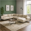 Batty J Sectional Sofa- Light Brown Chenille 147 Inch- Adjustable Back