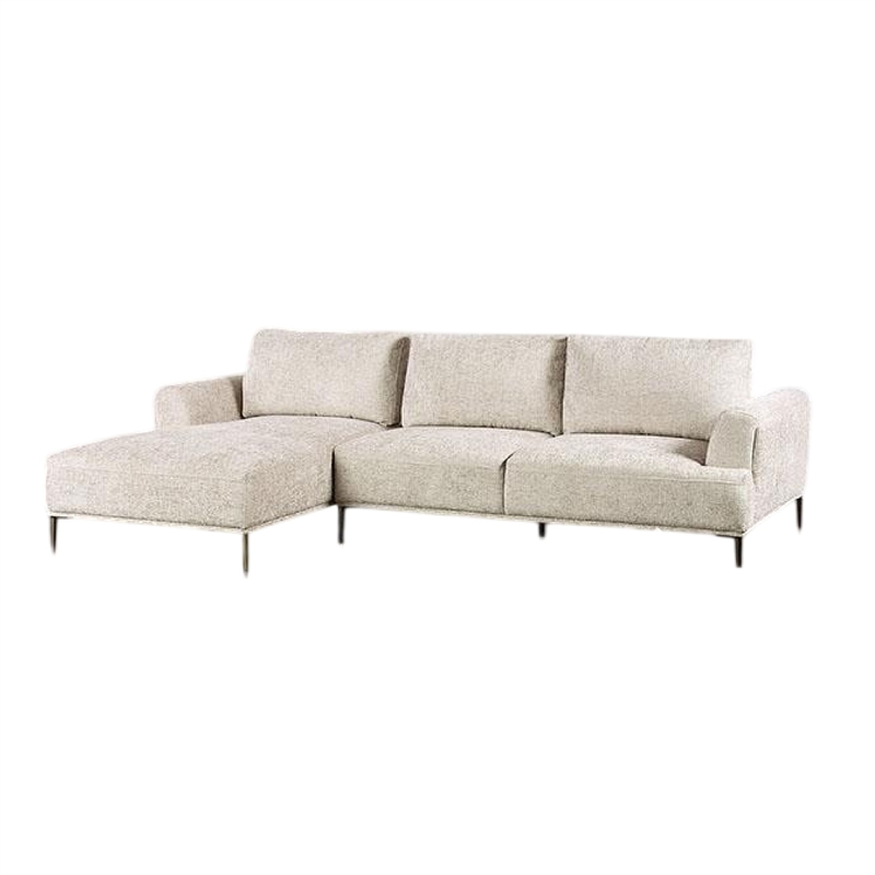 Batty L Shaped Sectional Chaise Sofa- Light Brown Chenille- Adjustable