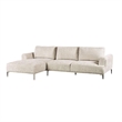 Batty L Shaped Sectional Chaise Sofa- Light Brown Chenille- Adjustable