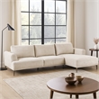 Batty L Shaped Sectional Chaise Sofa- Light Brown Chenille- Adjustable