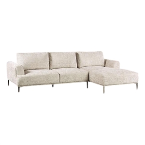Batty L Shaped Sectional Chaise Sofa- Light Brown Chenille- Adjustable
