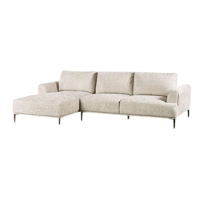 Batty L Sectional Chaise Sofa- Brown Chenille 113 Inch- Adjustable