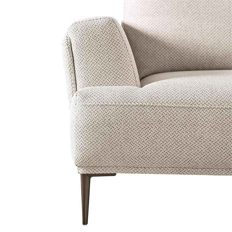 Batty Sofa and Loveseat Set- Modern White Chenille- Adjustable Back