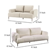 Batty Sofa and Loveseat Set- Modern White Chenille- Adjustable Back