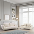 Batty Sofa and Loveseat Set- Modern White Chenille- Adjustable Back