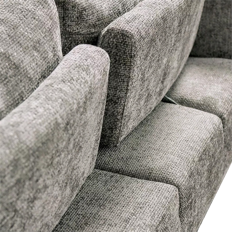 Batty 2pc Sofa and Loveseat Set- Modern Gray Chenille- Adjustable Back