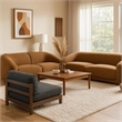 Oliver 2pc Sofa and Loveseat Set- Round Sloped Arms- Soft Brown Boucle