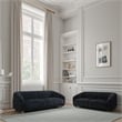 Oliver 2pc Sofa Loveseat Set- Round Sloped Arms- Soft Black Chenille