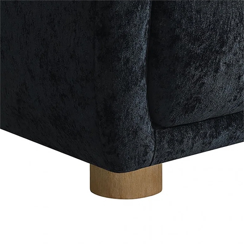 Oliver 2pc Sofa Loveseat Set- Round Sloped Arms- Soft Black Chenille