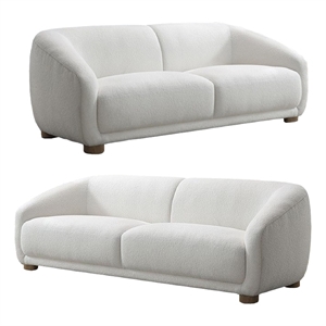 Oliver 2pc Sofa and Loveseat Set- Round Sloped Arms- Soft White Boucle