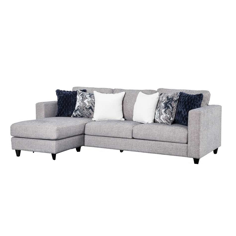 Harie Sectional Sofa with Chaise- 6 Pillow- Light Gray Chenille- 101in
