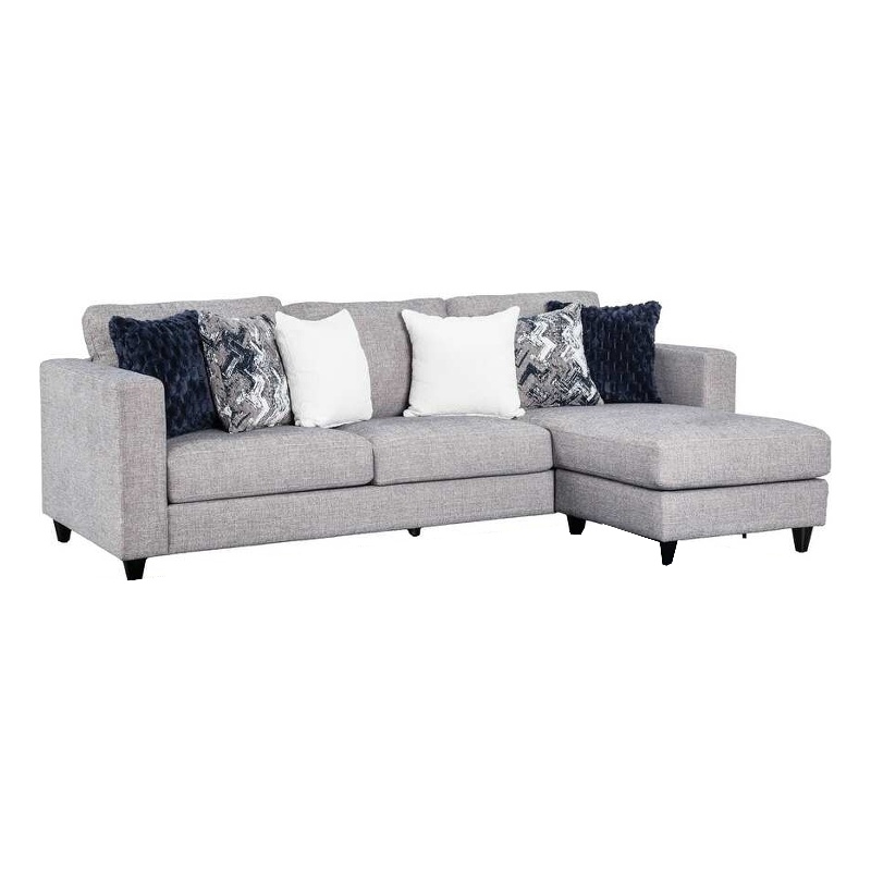 Harie Sectional Sofa with Chaise- 6 Pillow- Light Gray Chenille- 101in