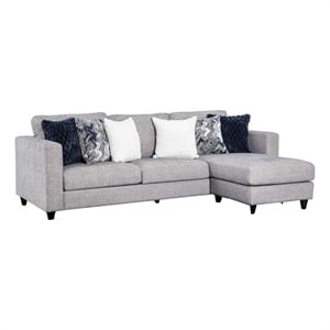 Harie Sectional Sofa with Chaise- 6 Pillow- Light Gray Chenille- 101in