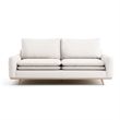 Yaana Sofa with Feather Blend Pillows- Oak Brown Wood- White 83 Inch