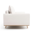 Yaana Sofa with Feather Blend Pillows- Oak Brown Wood- White 83 Inch